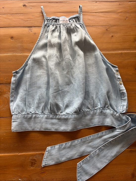 Bella Dahl Tops - Bella Dahl Light Blue Chambray Halter Side TieTop